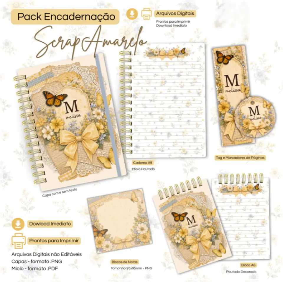 Encadernação - Coleção Scrap Amarelo 1