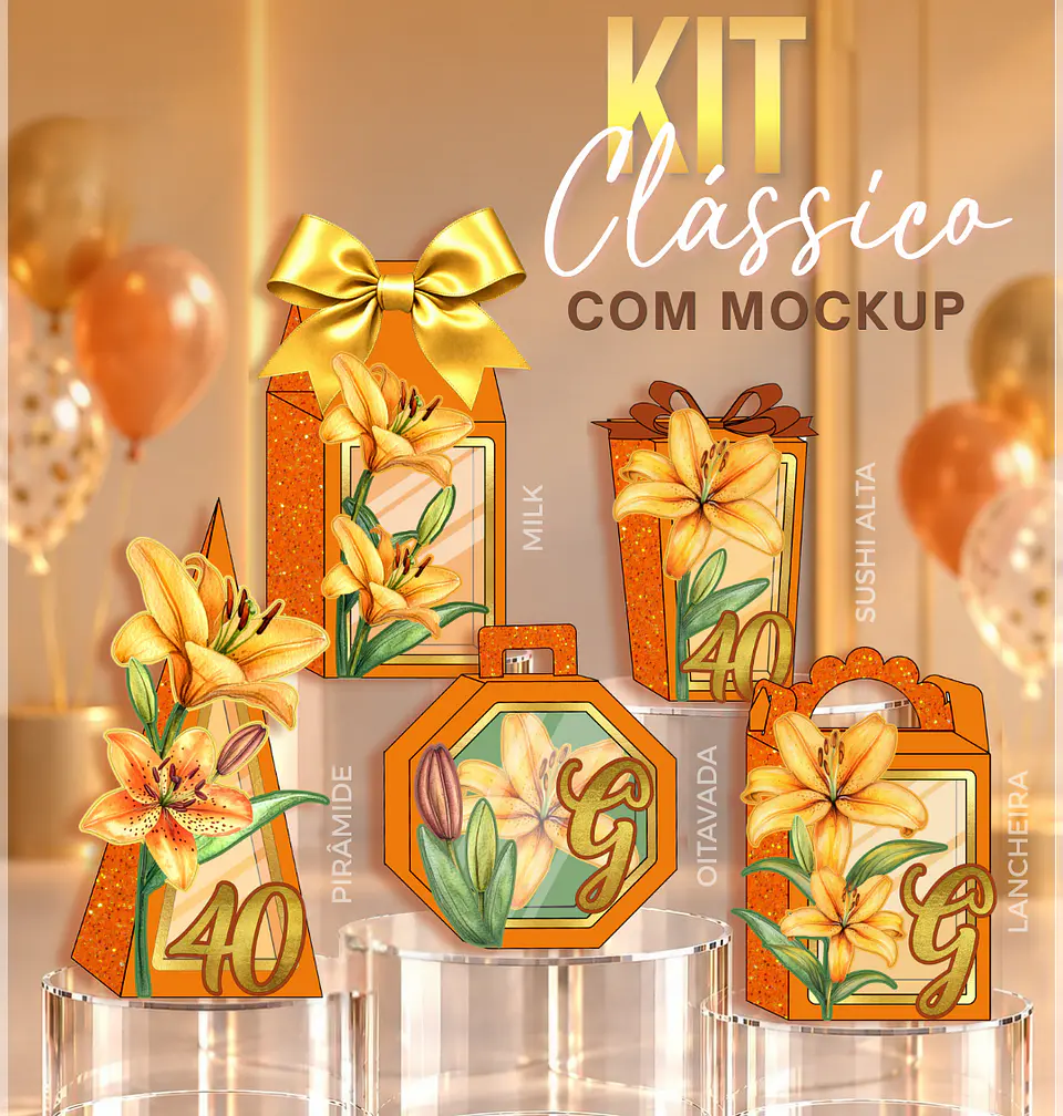 Arquivo de Corte Kit Festa Floral Lírios Laranja 1 1