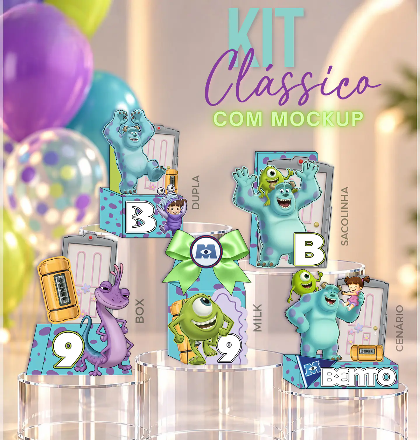 Arquivo de Corte Kit Festa Monstros SA 1 1