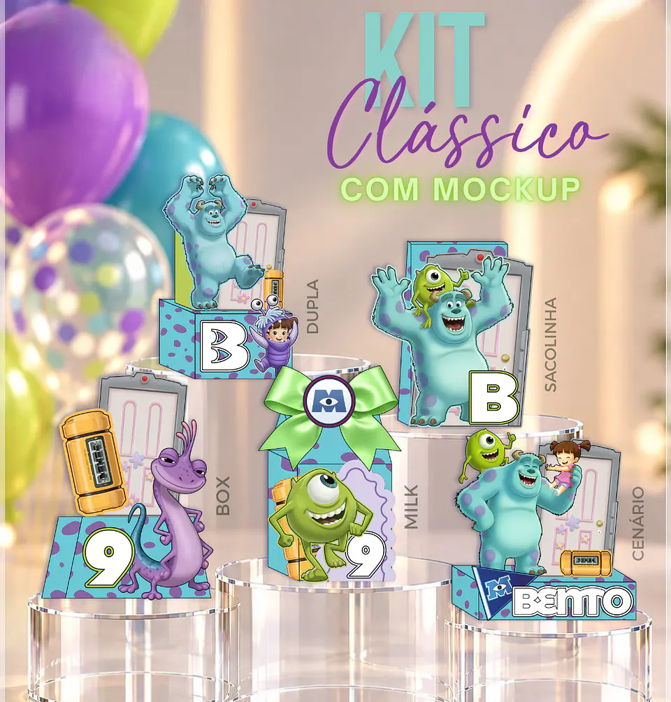 Arquivo de Corte Kit Festa Monstros SA 1 1