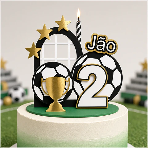Arquivo de Corte Topo de Bolo Cenário Vela Futebol 1