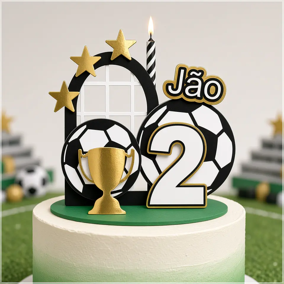 Arquivo de Corte Topo de Bolo Cenário Vela Futebol 1 1