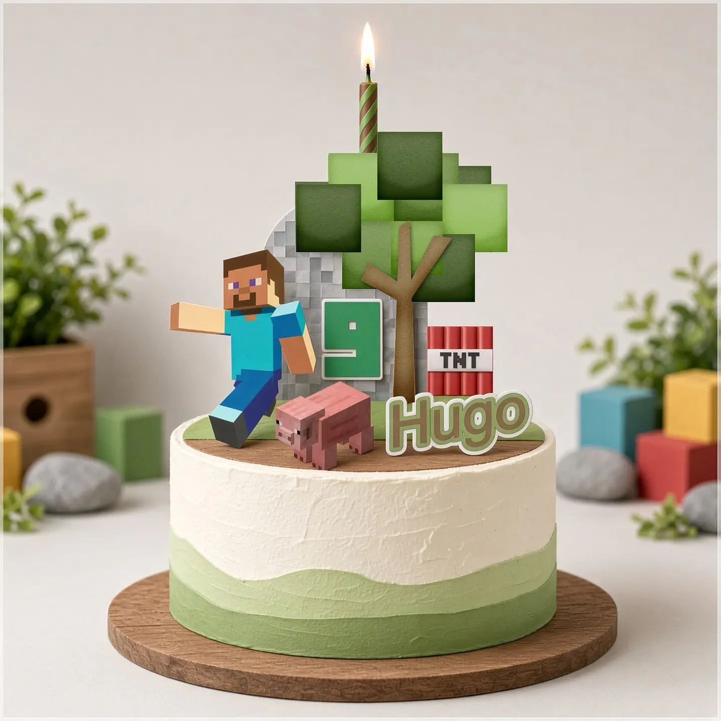 Arquivo de Corte Topo de Bolo Cenário Vela Minecraft 1 1