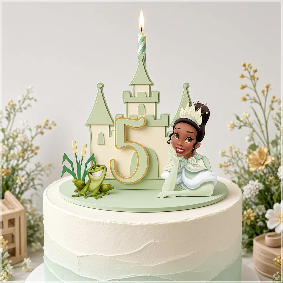 Arquivo de Corte Topo de Bolo Cenario Vela Princesa Tiana A Princesa e o Sapo 1 1