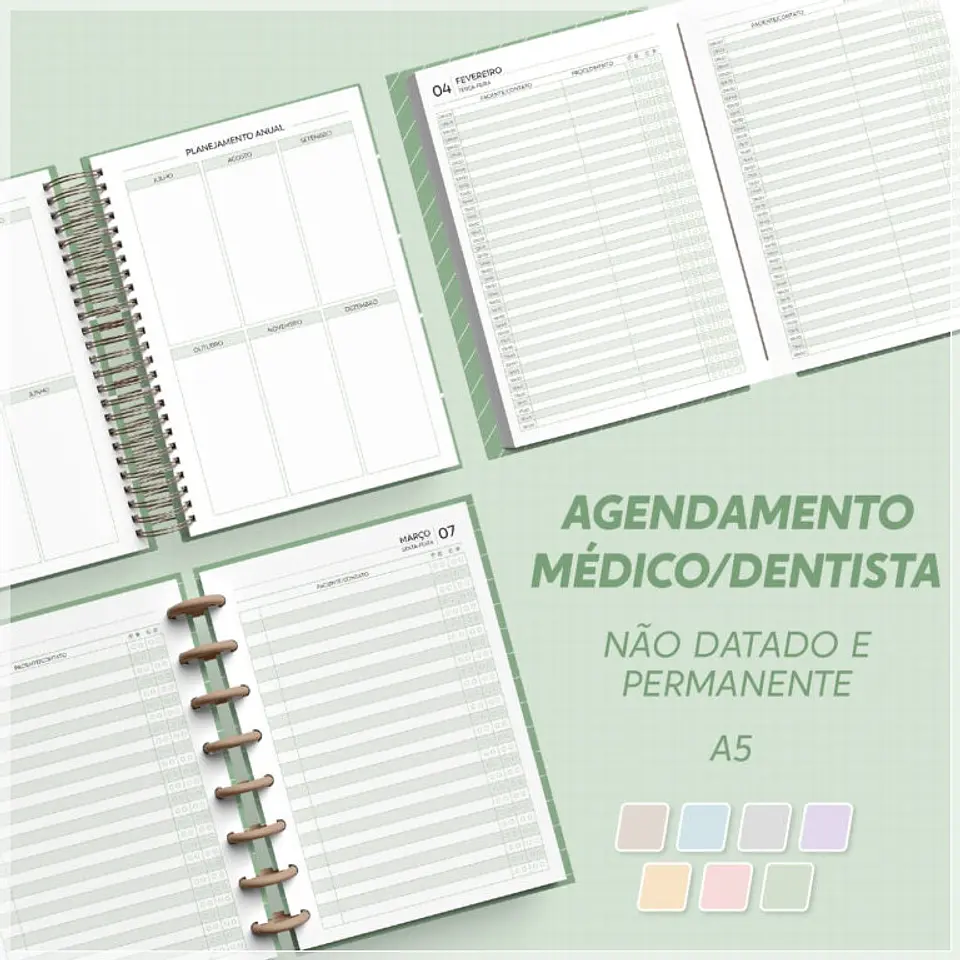 Encadernação - Agendamento Médico Dentista Não Datado e Permanente A5 1