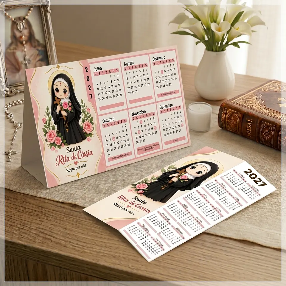Arquivo de Corte Calendário e Marca Página Religioso Santa Rita de Cassia 25 1