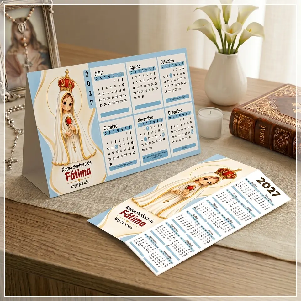Arquivo de Corte Calendário e Marca Página Religioso Nossa Senhora de Fátima 24 1