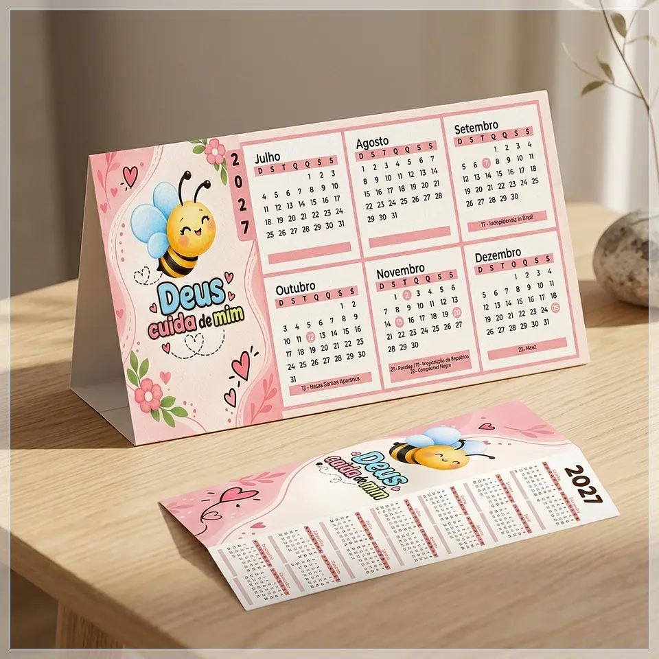 Arquivo de Corte Calendário e Marca Página Religioso Deus Cuida de Mim 22 1