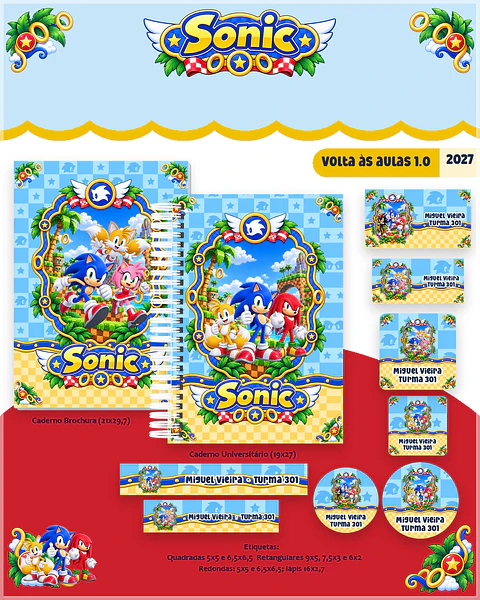 Encadernação - Coleção Escolar Sonic e Amigos