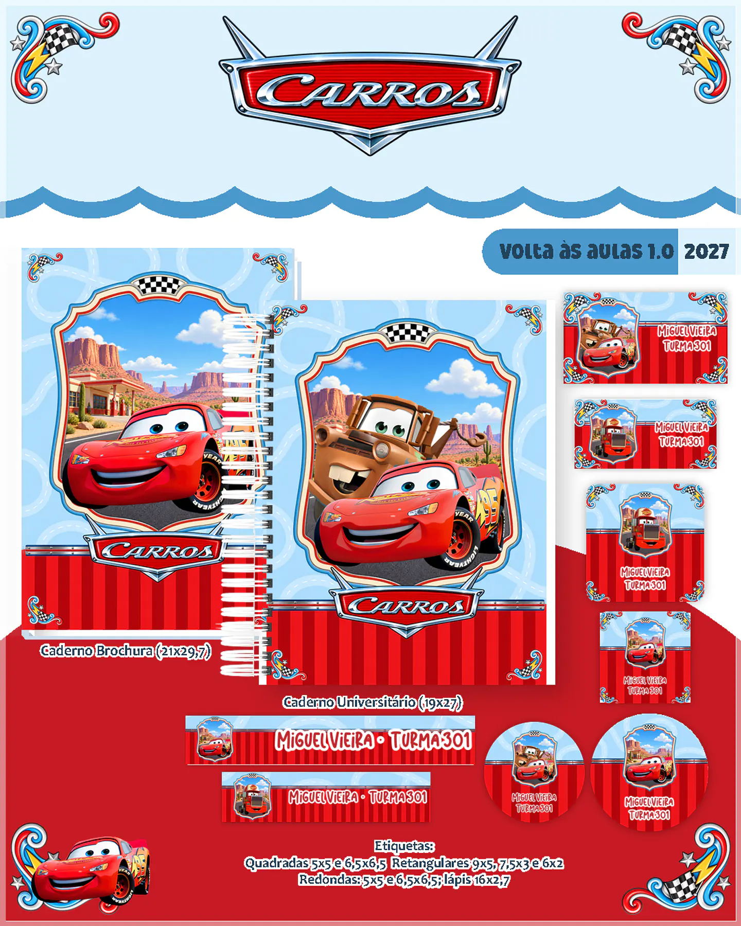 Encadernação - Coleção Escolar Carros Disney 1