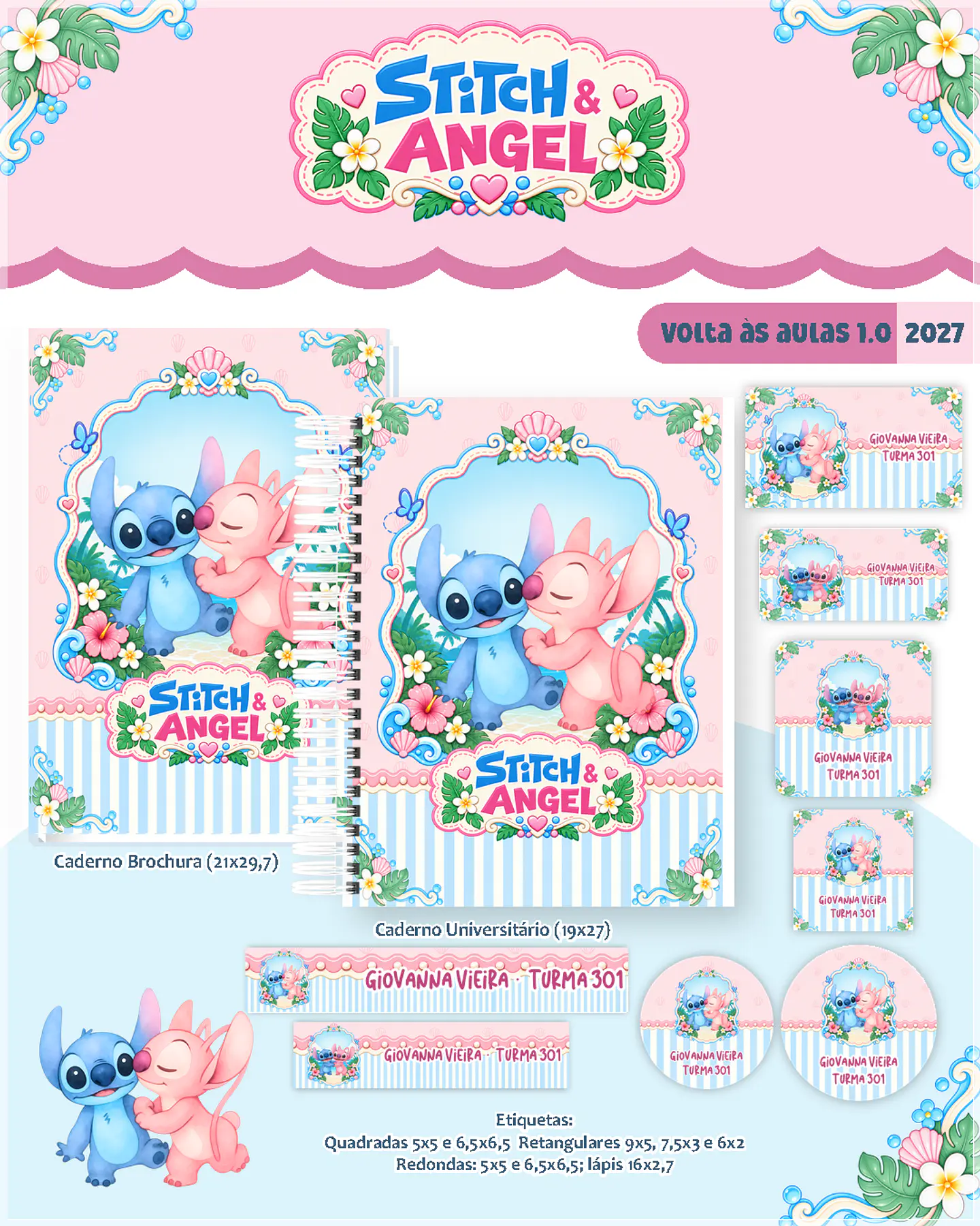 Encadernação - Coleção Escolar Stitch & Angel 1