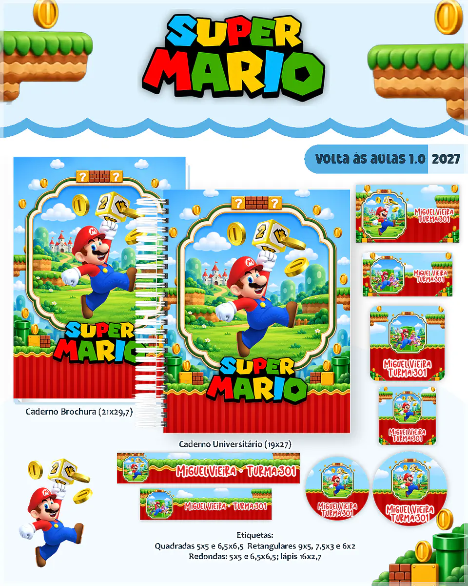 Encadernação - Coleção Escolar Super Mario - 1