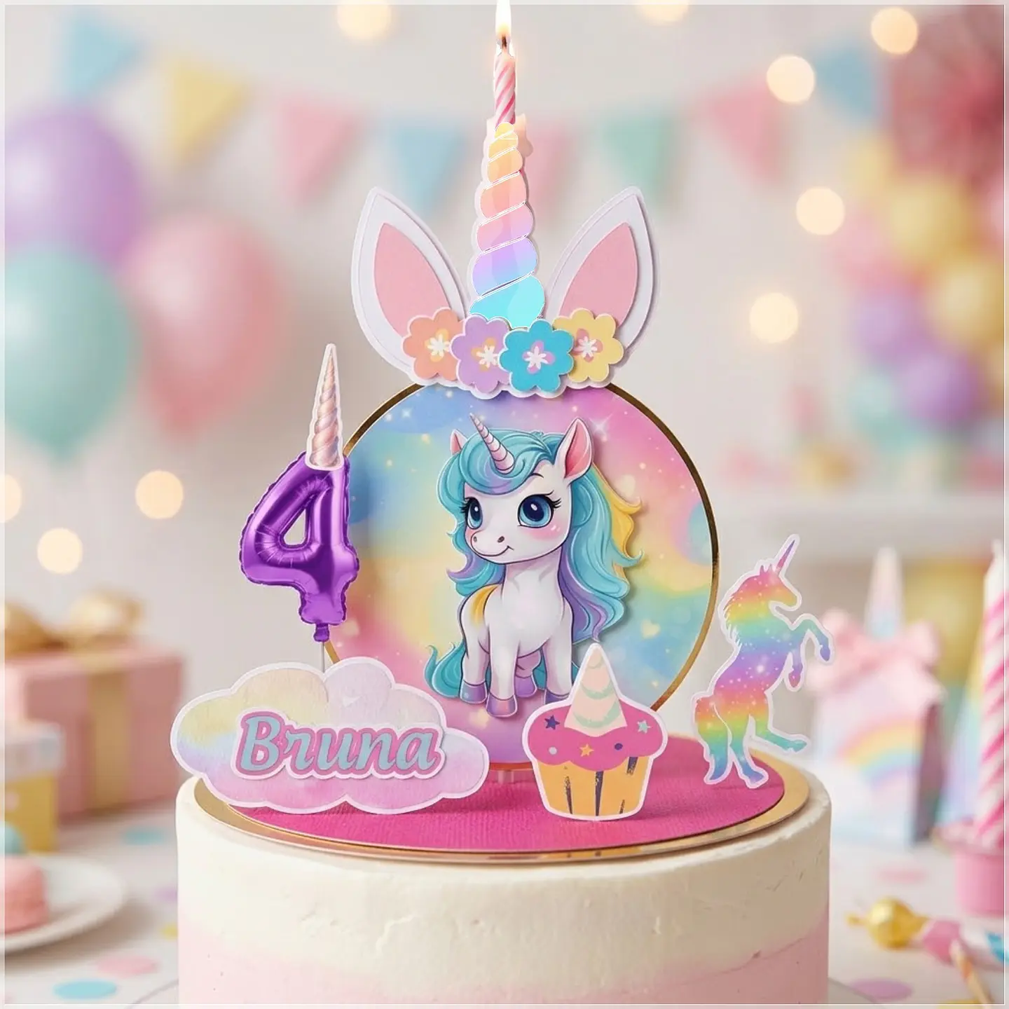 Arquivo de Corte Topo de Bolo Cenário Vela Unicornio 1 1