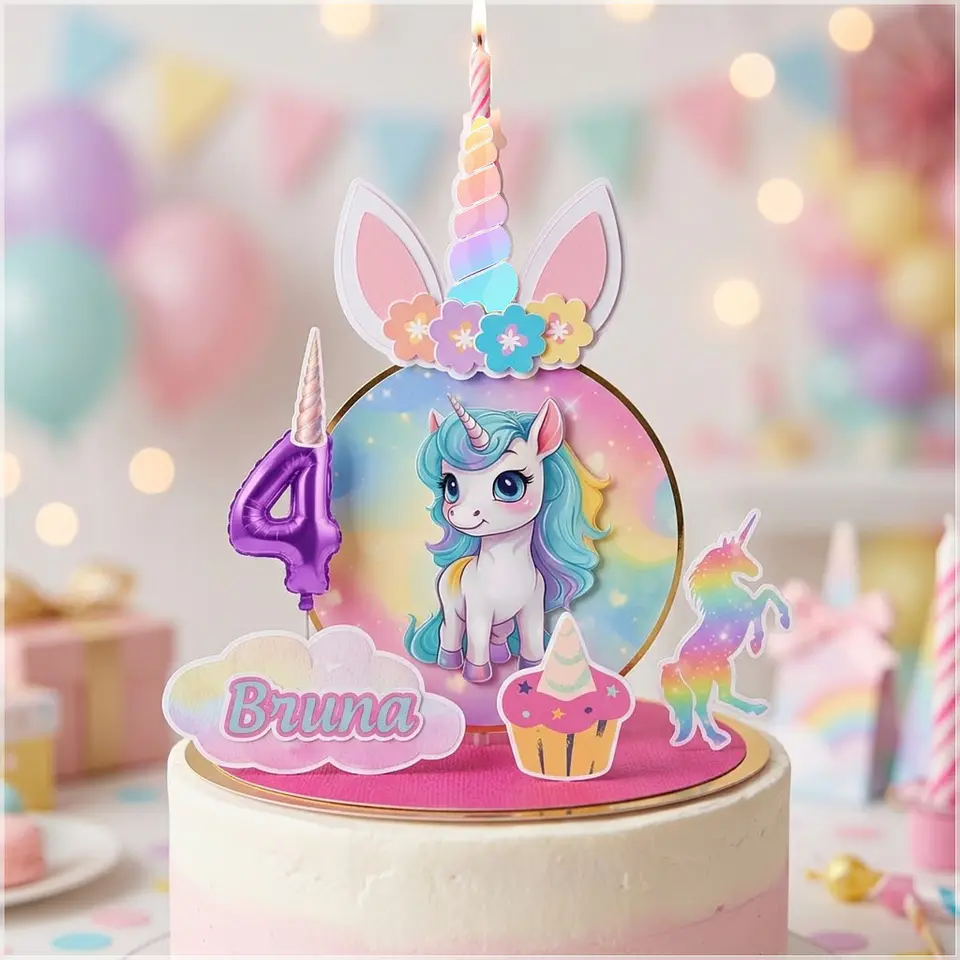 Arquivo de Corte Topo de Bolo Cenário Vela Unicornio 1 1