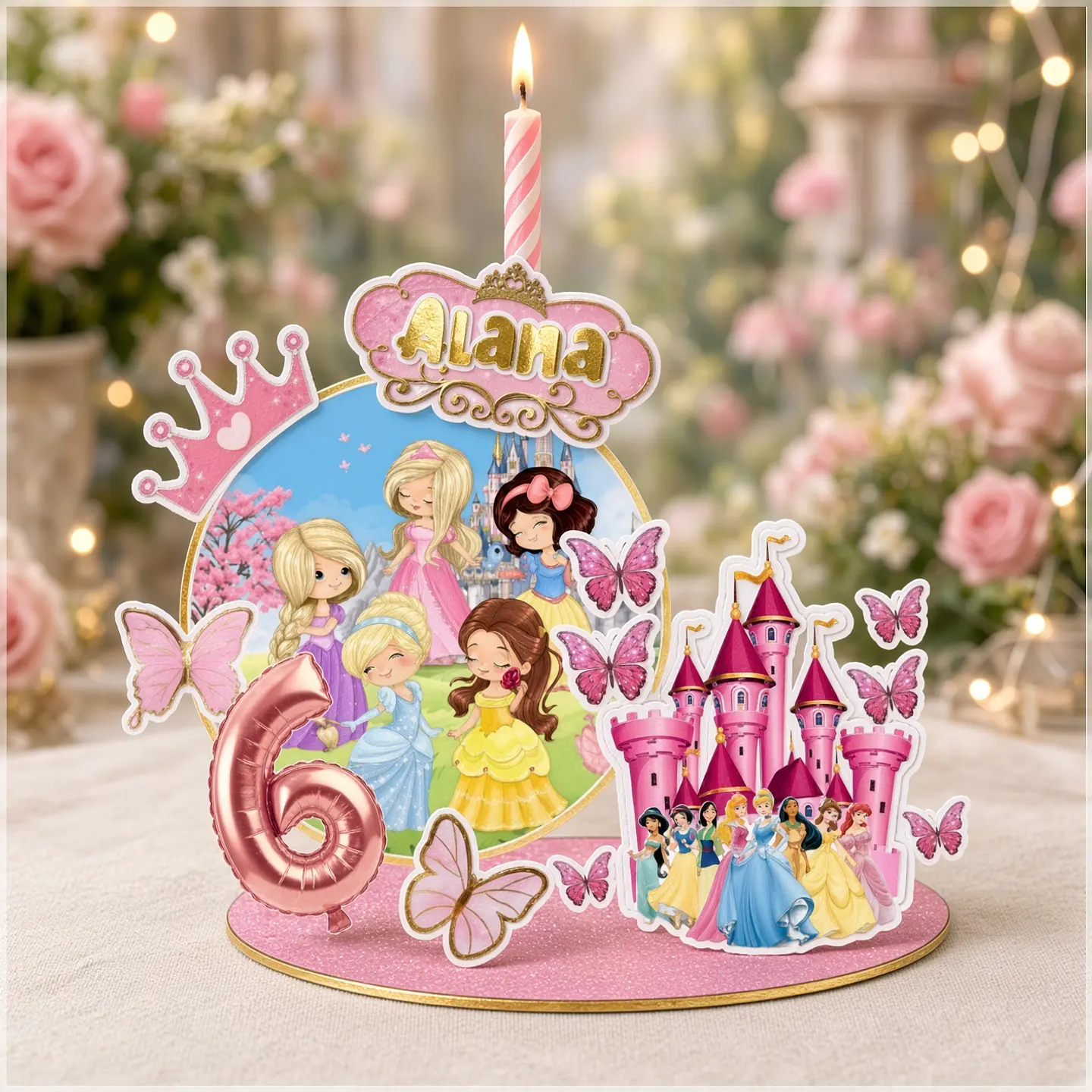Arquivo de Corte Topo de Bolo Cenário Vela Princesas Disney 2 1