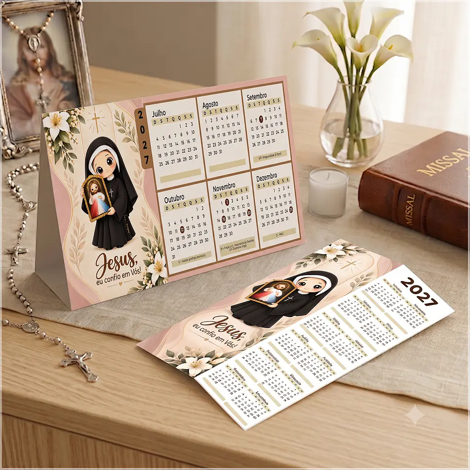 Arquivo de Corte Calendário e Marca Página Religioso Santa Faustina 33 1