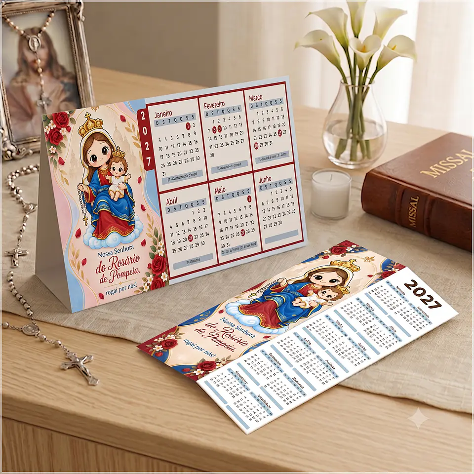 Arquivo de Corte Calendário e Marca Página Religioso Nossa Senhora do Rosário de Pompeia 31 1