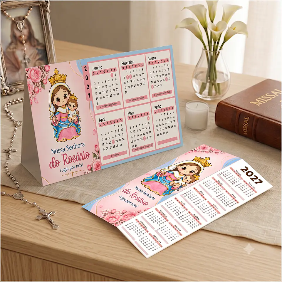 Arquivo de Corte Calendário e Marca Página Religioso Nossa Senhora do Rosário 30 1