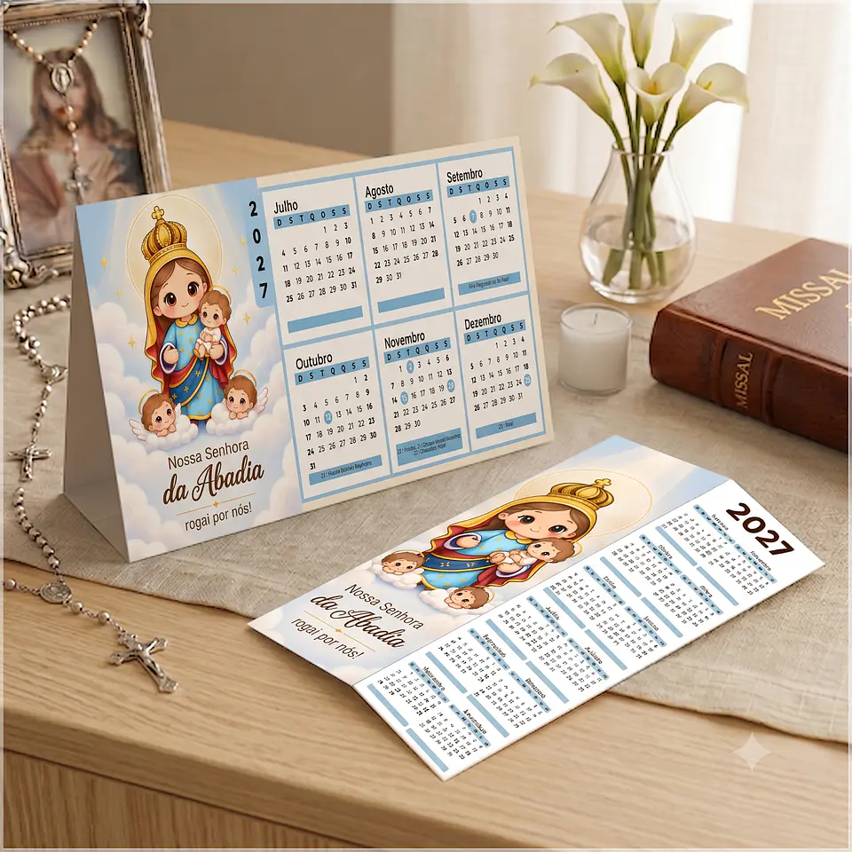 Arquivo de Corte Calendário e Marca Página Religioso Nossa Senhora da Abadia 28 1