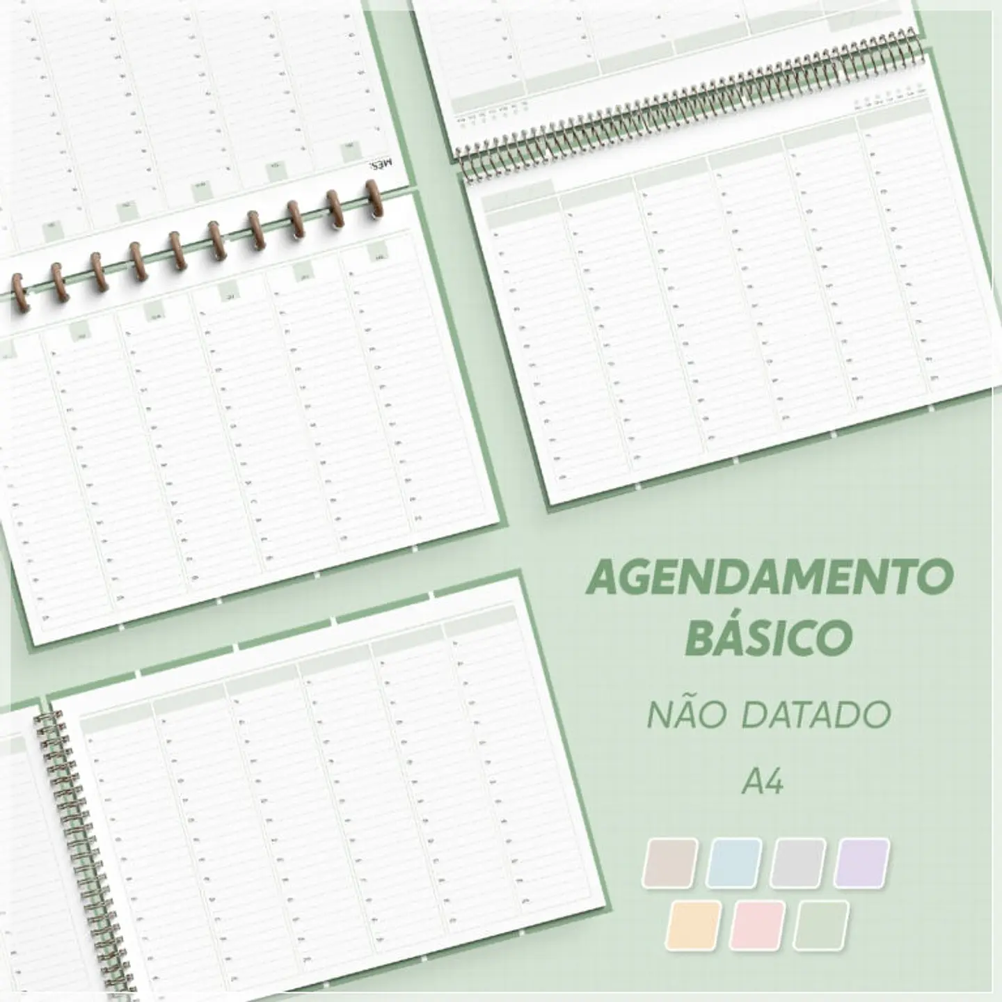 Encadernação - Agendamento Básico Semanal Colunas Não Datado A4 Wireo 1