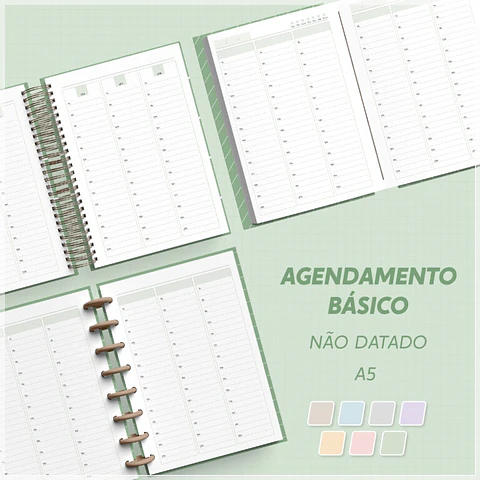 Encadernação - Agendamento Básico Semanal Colunas Não Datado A5