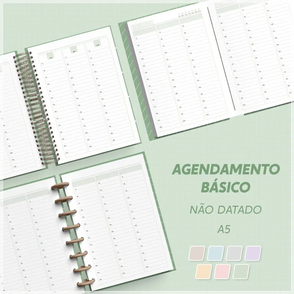 Encadernação - Agendamento Básico Semanal Colunas Não Datado A5 1
