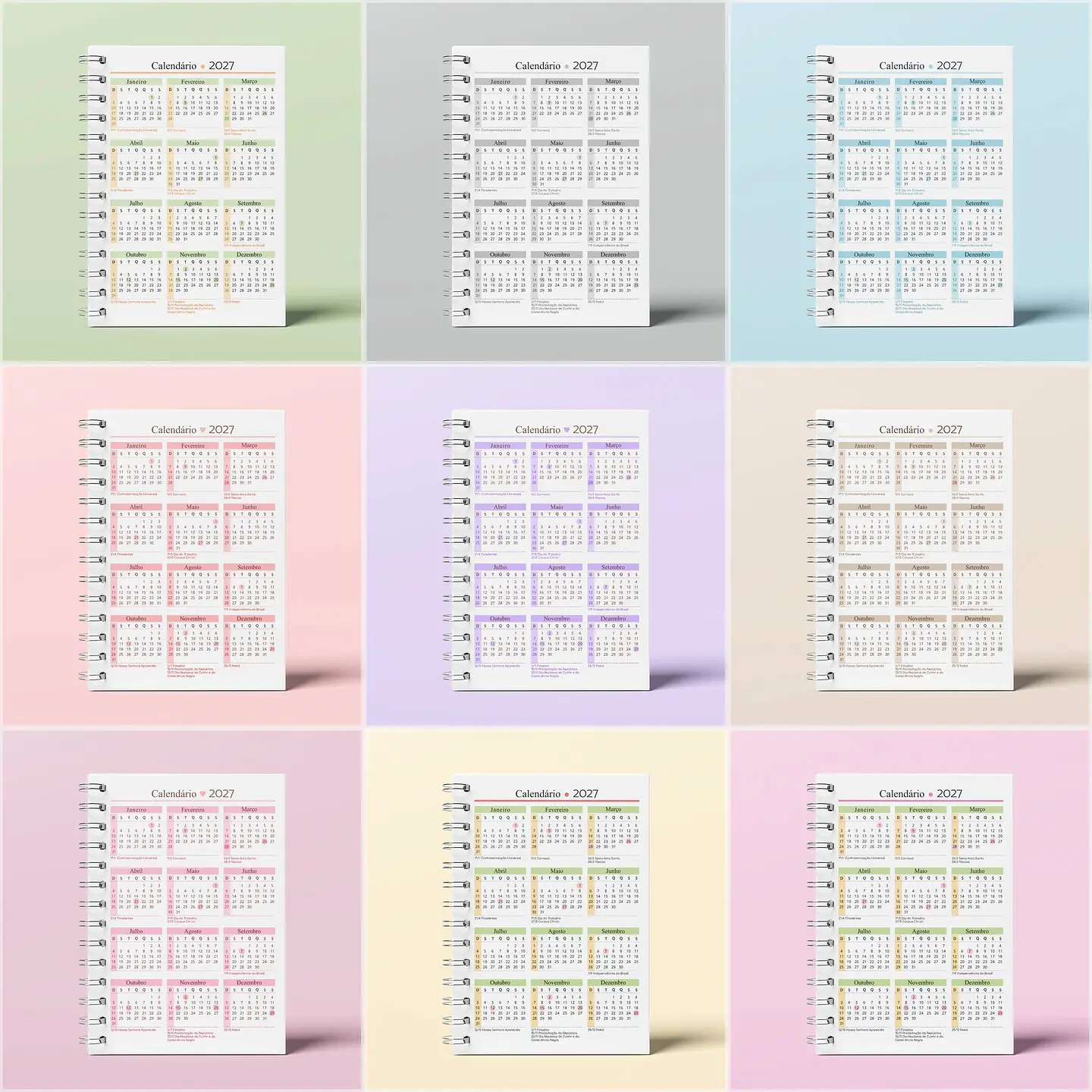 Encadernação - Calendario A5 27 28 1