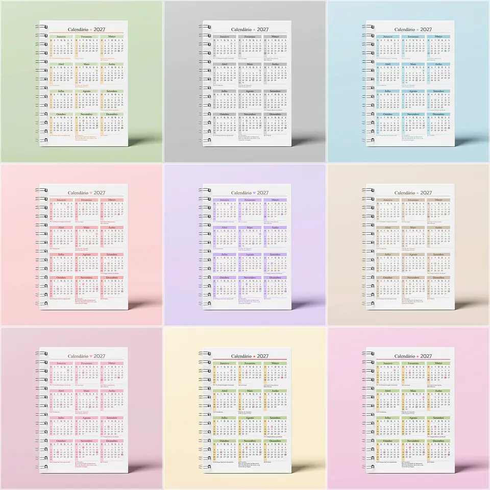Encadernação - Calendario A5 27 28 1