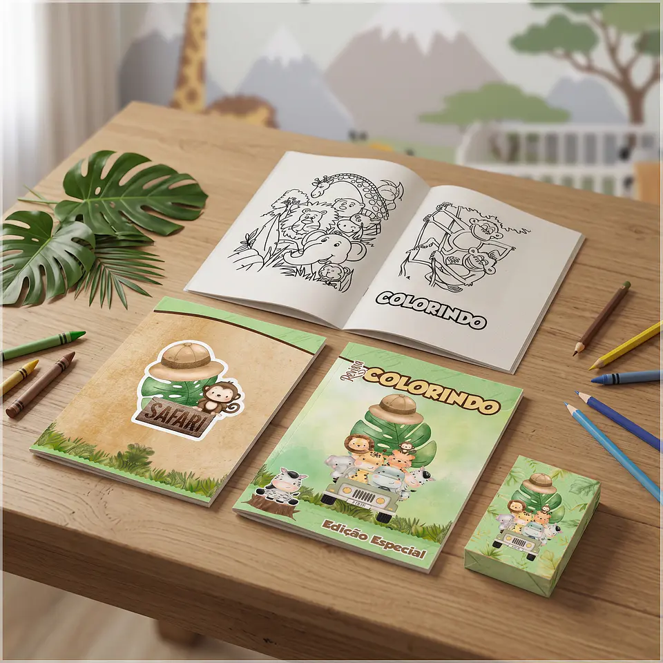 Arquivo de Corte Revistinha de Colorir Safari Aquarelado 40 1