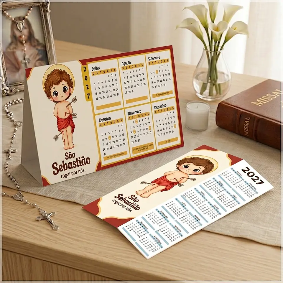 Arquivo de Corte Calendário e Marca Página Religioso São Sebastião 41 1