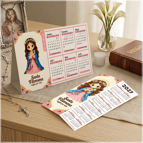 Arquivo de Corte Calendário e Marca Página Religioso Santa Filomena 40