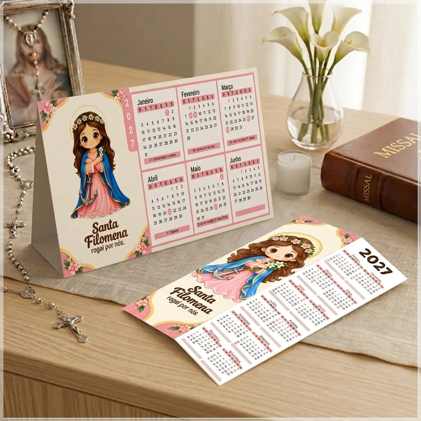 Arquivo de Corte Calendário e Marca Página Religioso Santa Filomena 40 1