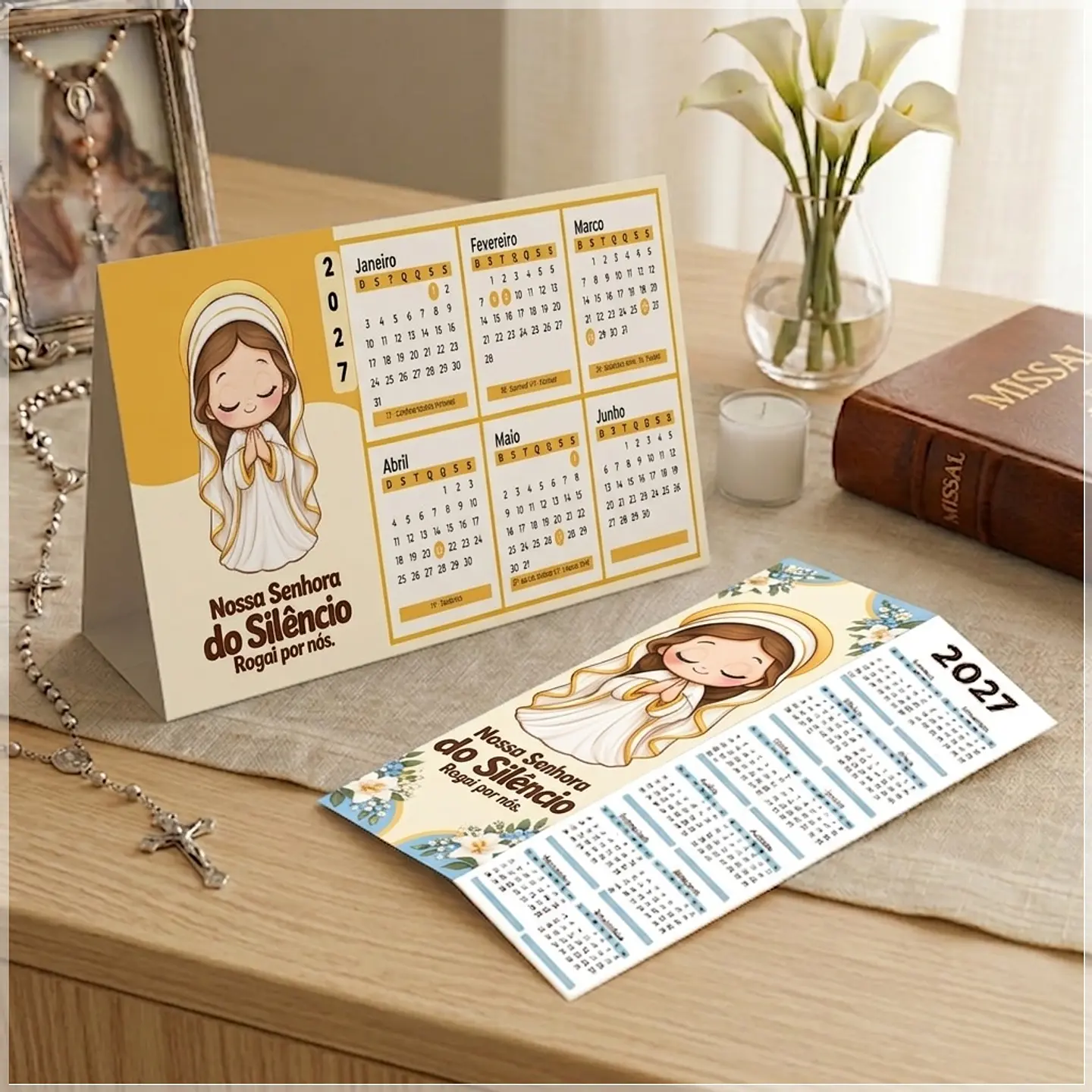 Arquivo de Corte Calendário e Marca Página Religioso Nossa Senhora do Silencio 38 1
