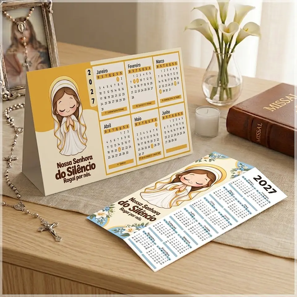 Arquivo de Corte Calendário e Marca Página Religioso Nossa Senhora do Silencio 38 1