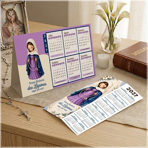 Arquivo de Corte Calendário e Marca Página Religioso Nossa Senhora das Lagrimas 37