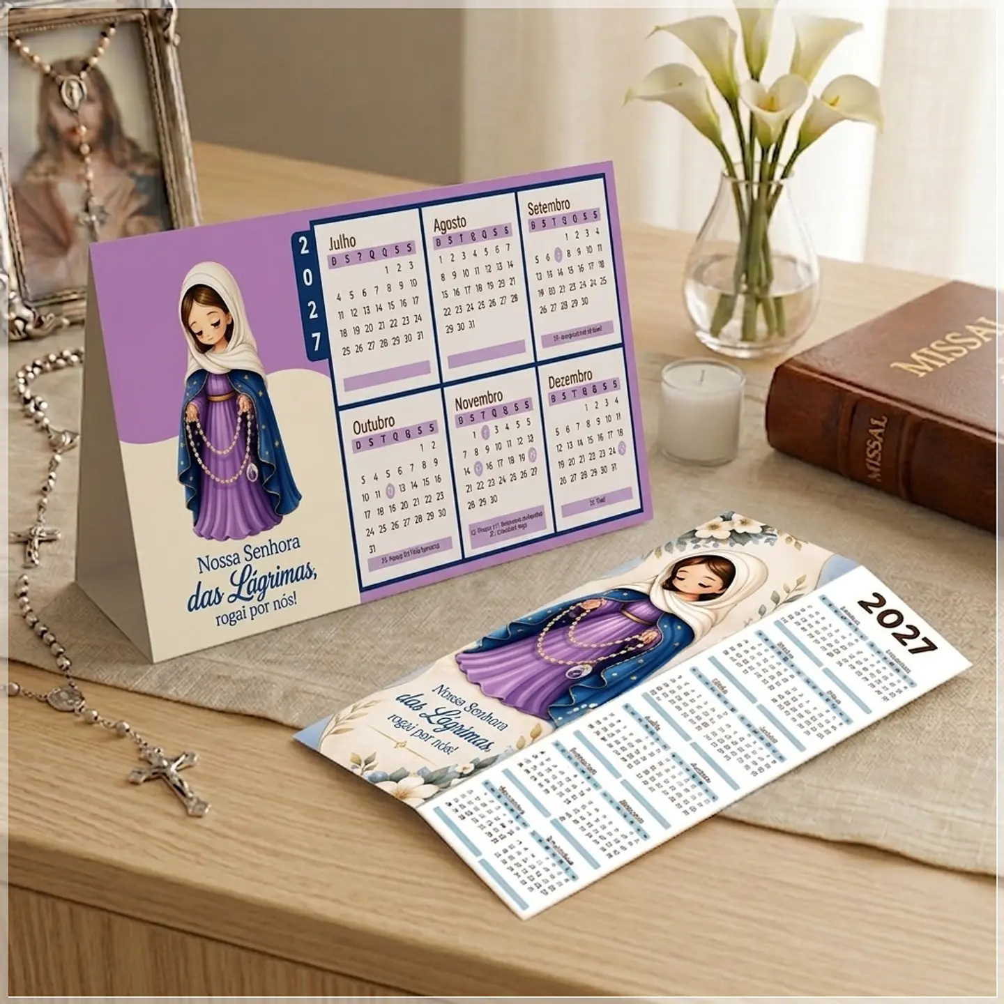 Arquivo de Corte Calendário e Marca Página Religioso Nossa Senhora das Lagrimas 37 1