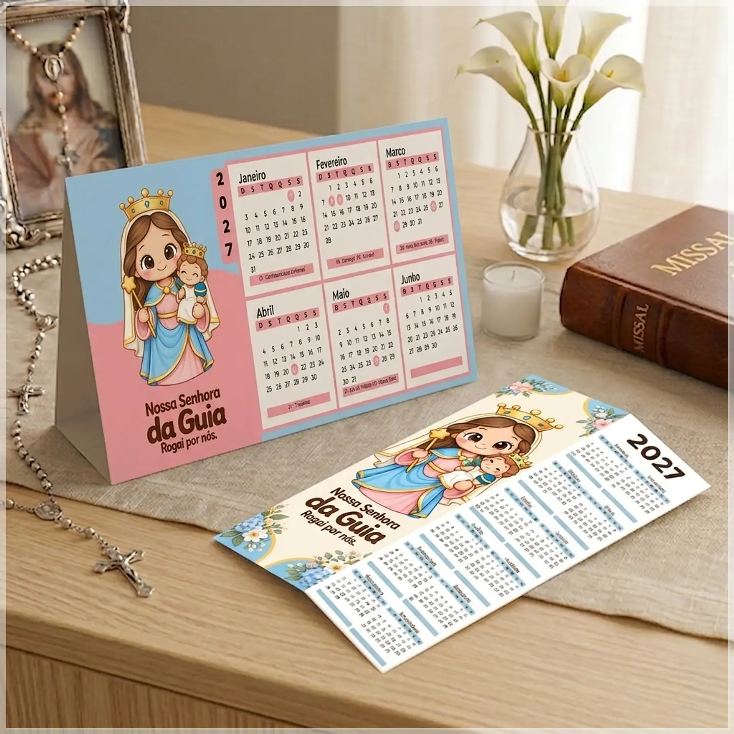 Arquivo de Corte Calendário e Marca Página Religioso Nossa Senhora da Guia 36 1