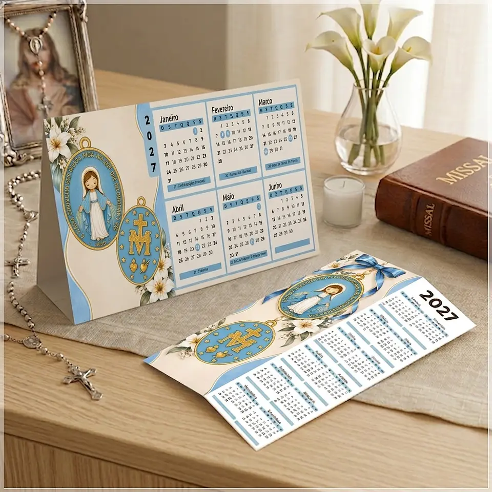 Arquivo de Corte Calendário e Marca Página Religioso Medalha Milagrosa 35 1
