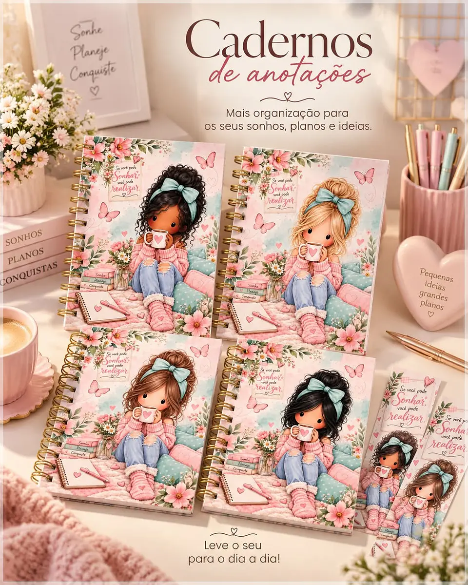 Encadernação - Caderno de Anotações Meninas 1
