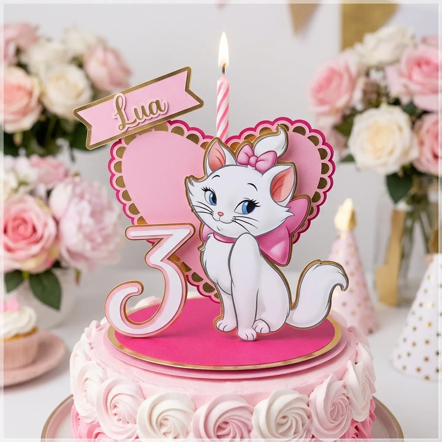 Arquivo de Corte Topo de Bolo Cenário Vela Gatinha Marie 1 1