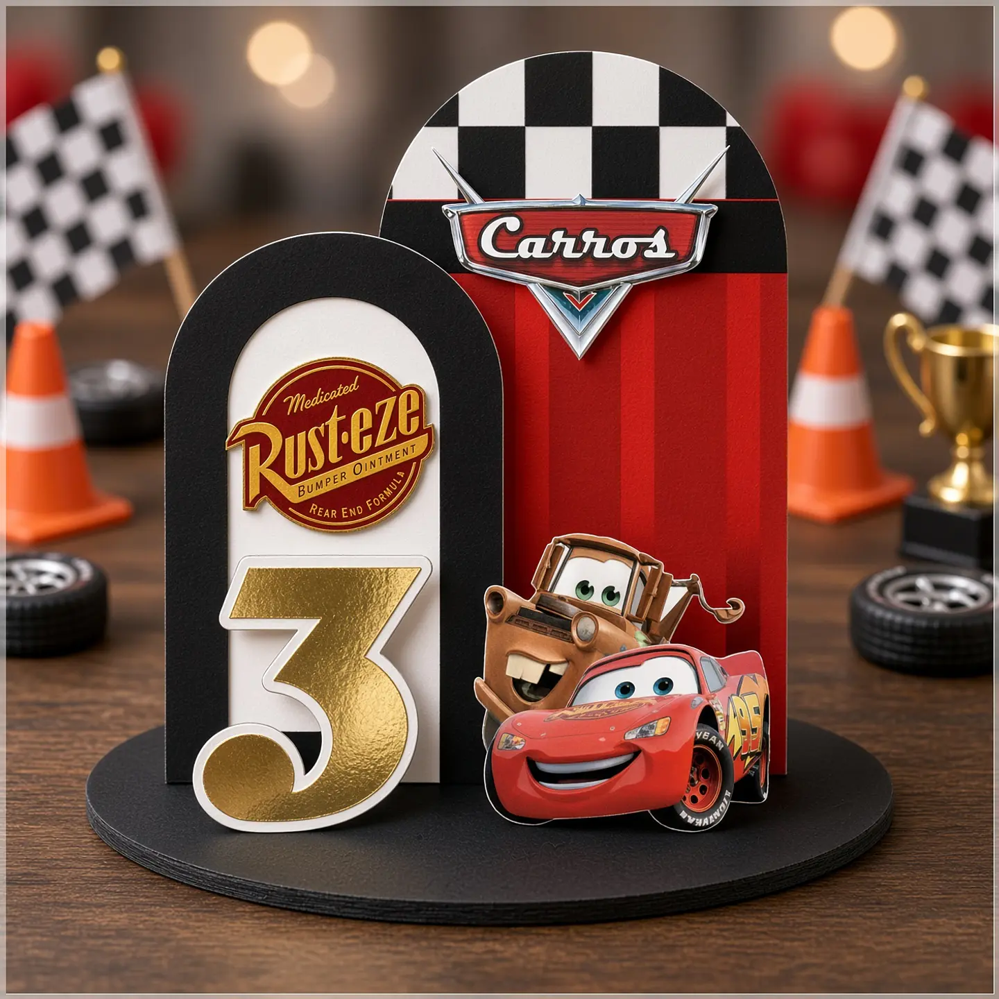 Arquivo de Corte Topo de Bolo Cenário Vela Carros Disney 1 1