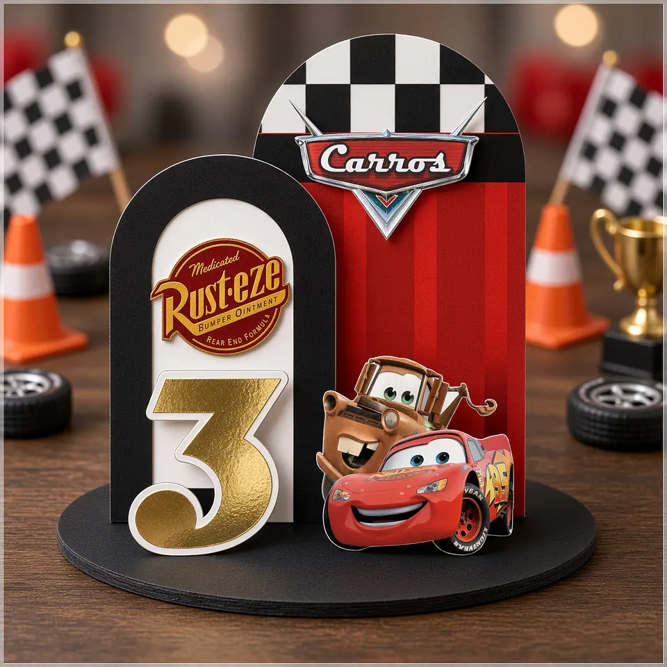 Arquivo de Corte Topo de Bolo Cenário Vela Carros Disney 1 1