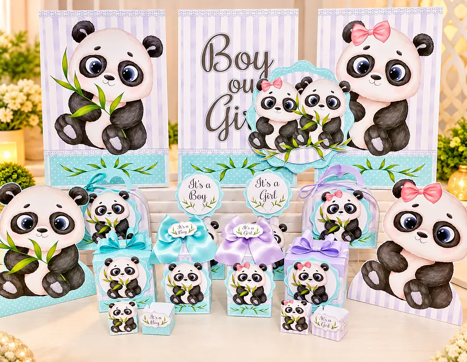 Arquivo de Corte Kit Festa Chá Revelação Panda 1 1