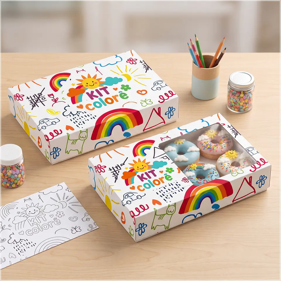 Arquivo de Corte - Cx 6 Donuts Kit Colorê Dia das Crianças (com e Sem Visor 1