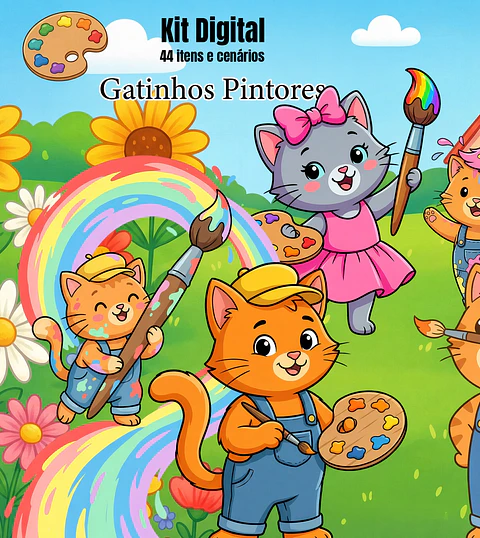 Kit Digital Gatinhos Pintores 260