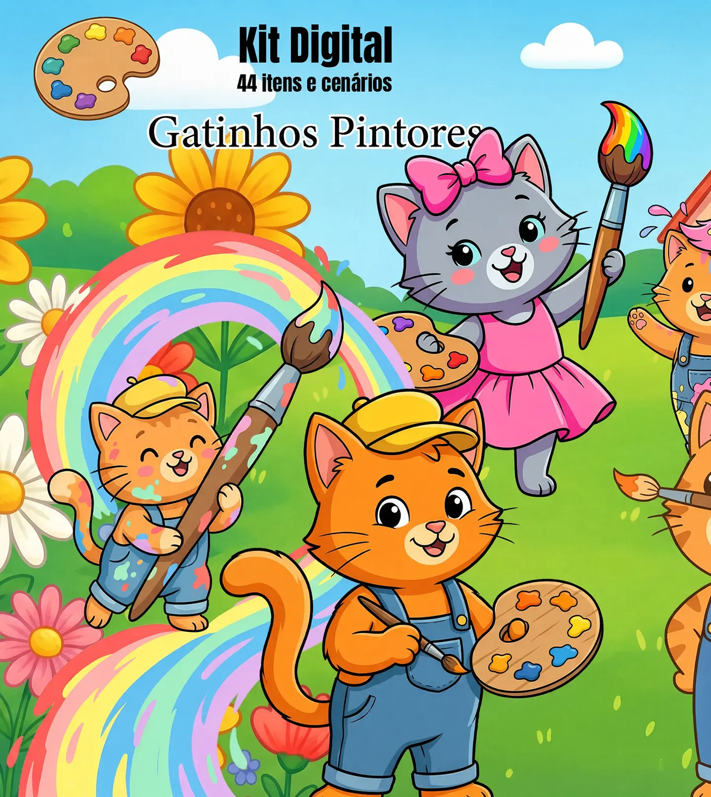 Kit Digital Gatinhos Pintores 260 1