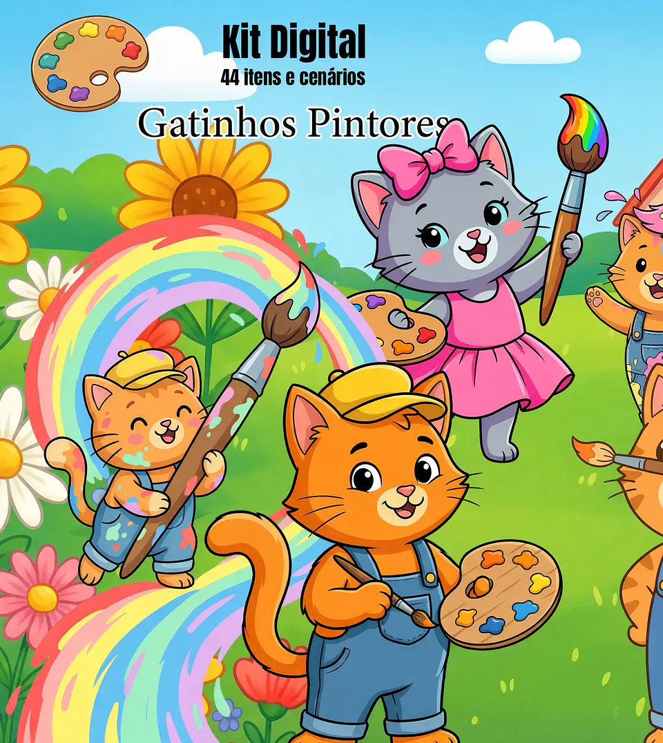 Kit Digital Gatinhos Pintores 260 1