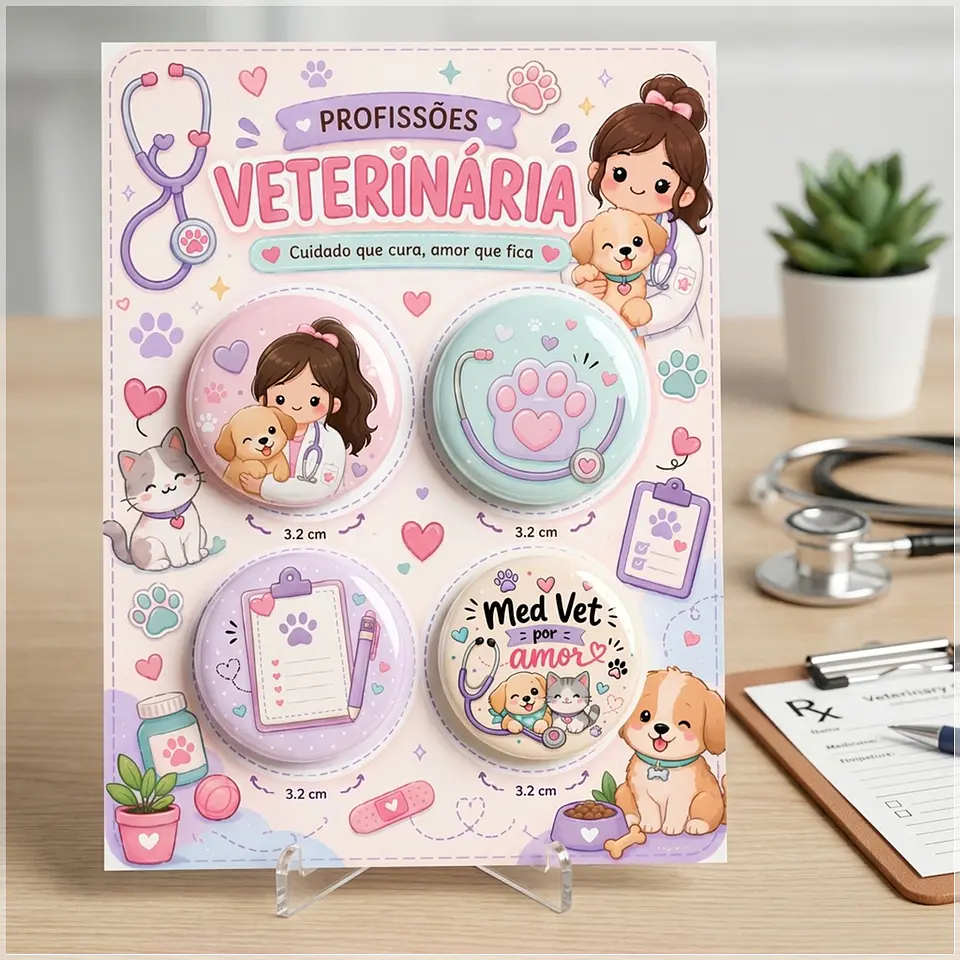 Arquivo de Corte Bottons Profissões Veterinária 65 1