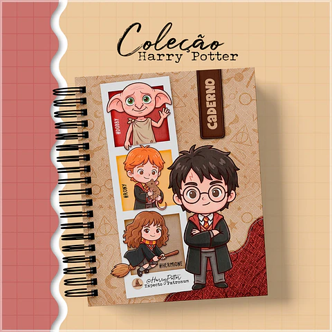 Encadernação - Coleção Harry Potter 27 (Caderno, Agenda , Botton, Bloco A6, Calendário, Divisória)