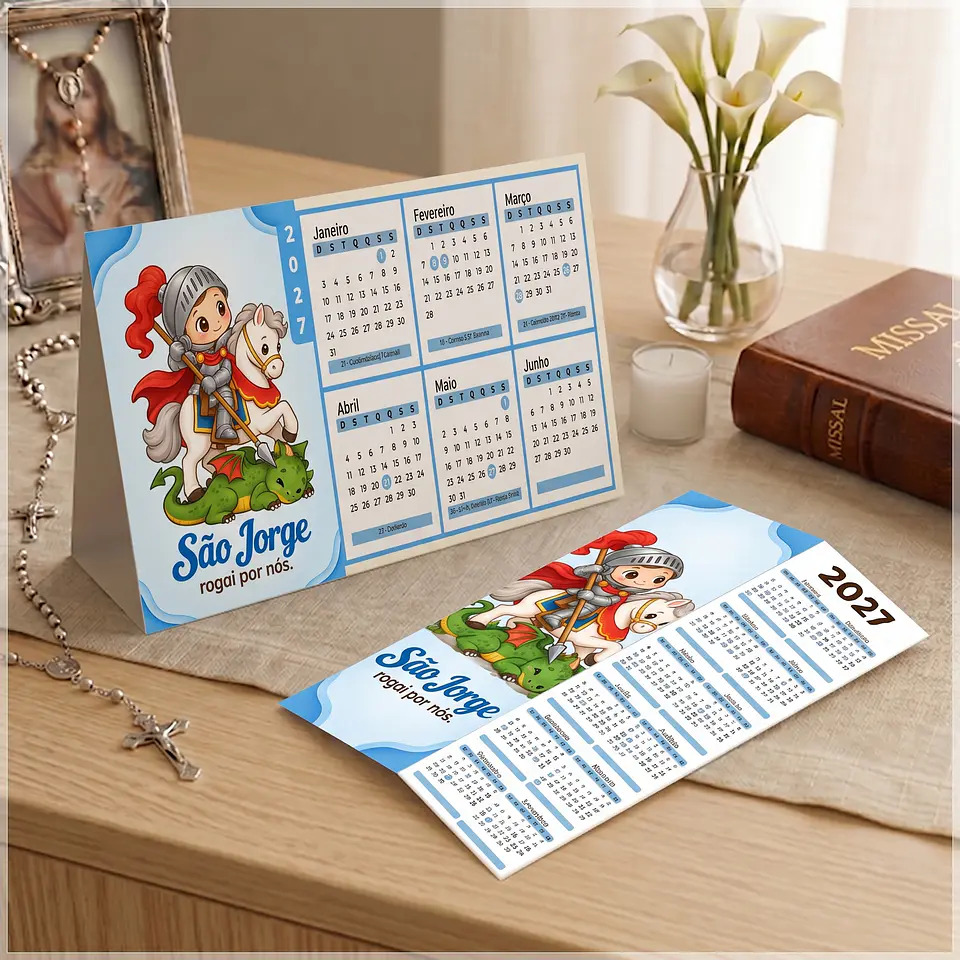 Arquivo de Corte Calendário e Marca Página Religioso São Jorge 47 1